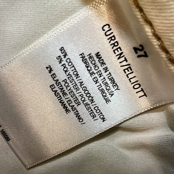 NWT CURRENT ELLIOTT high rise Flare Cream Jeans size 27 - Picture 9 of 10